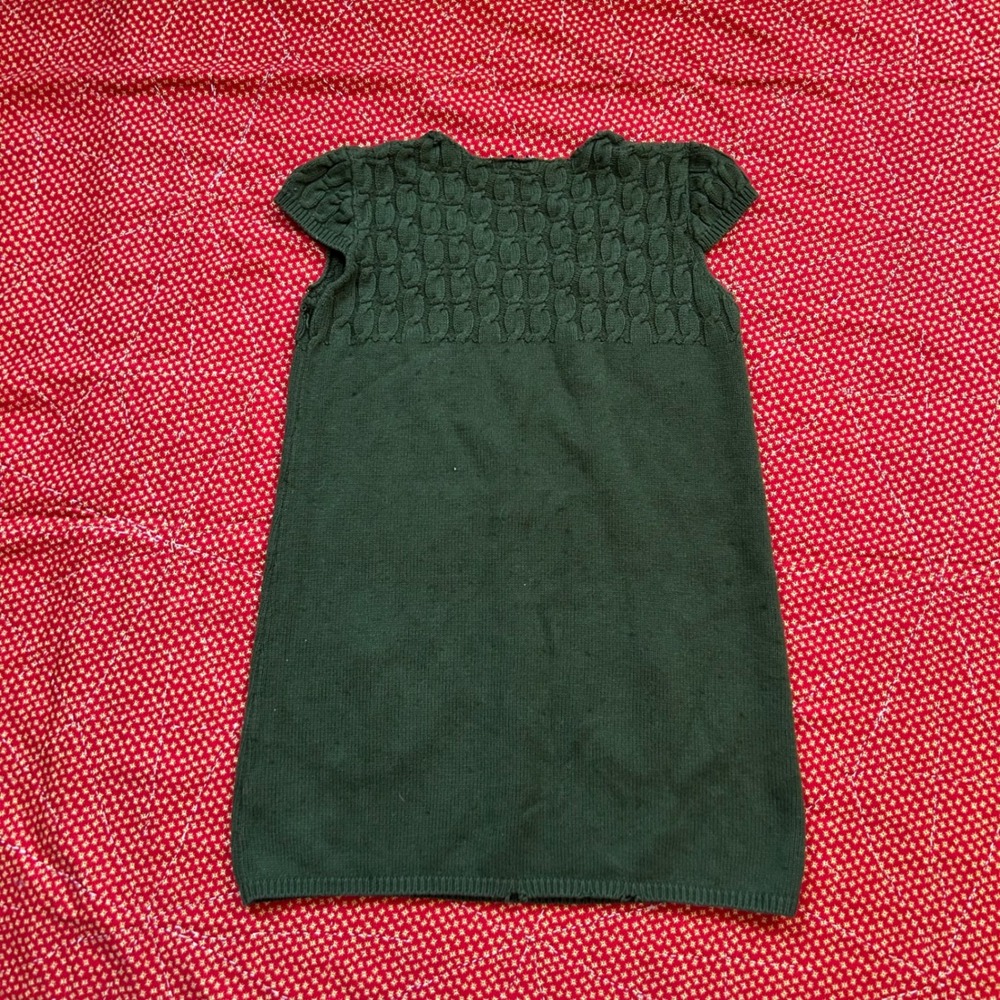 Vintage 2000s Forever 21 Green Cable Knit Short Sleeve Sweater top Small Pocket